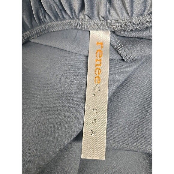 Renee C Satin Pull On Wide-Leg Pants Light Blue Women’s Size L Made In USA - Picture 4 of 7